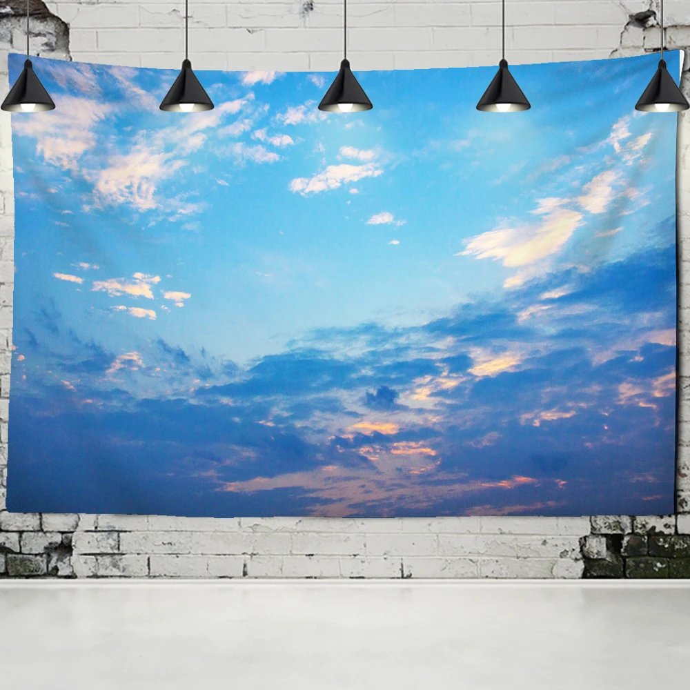 Sun Clear Sky Clouds Tapestry Wall Hanging Blue Sky Clouds Bedspread Dorm Cover Beach Towel Backdrop Home Room Wall Art Decor