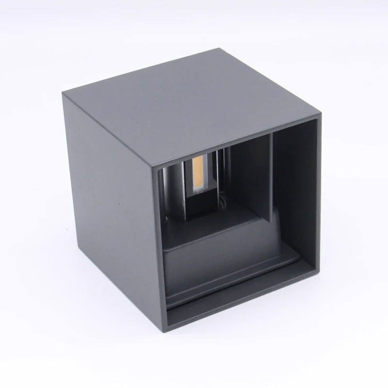 

Waterproof IP65 Square Cube Aluminum Housing Dark Grey Outdoor Led Wall Lamp Porch Lamp Outside Wall Light