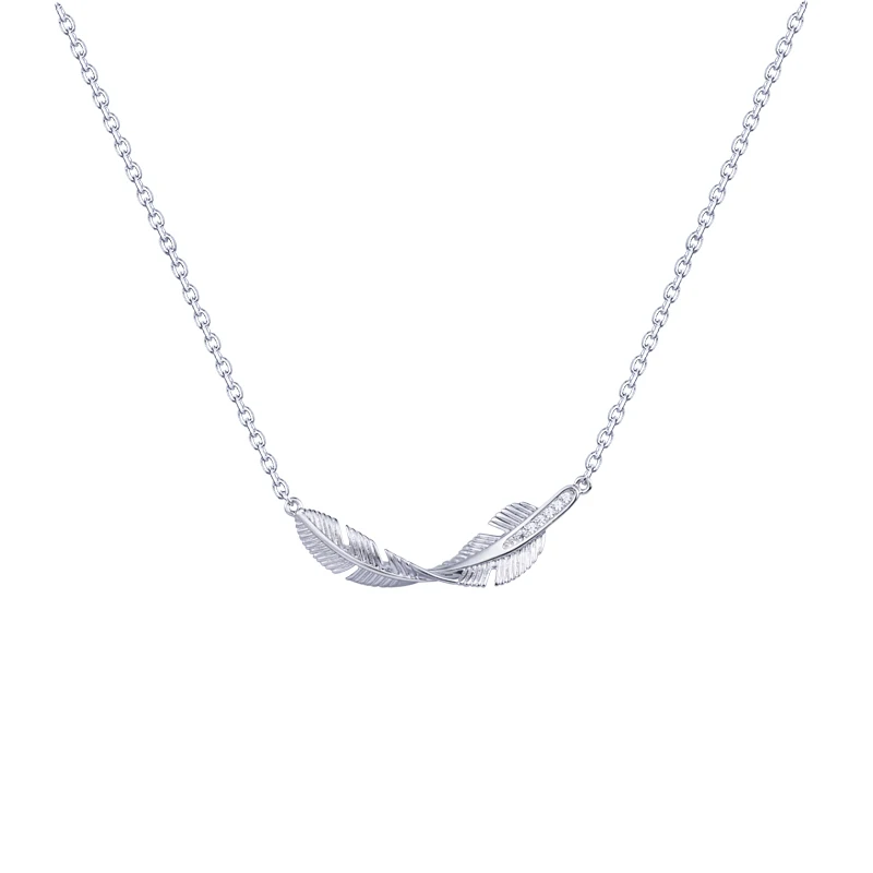 Leaves Feather Metal Clavicle Chain Silver Color Necklace For Women Girls Fashion Luxury Simple Jewelry Gifts SN2348