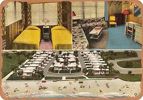 

Wall-Color 7 x 10 Metal Sign - Florida Postcard - Sea Cove Cottages - Vintage Rusty Look Wall Decor for Cafe beer Bar Decoration