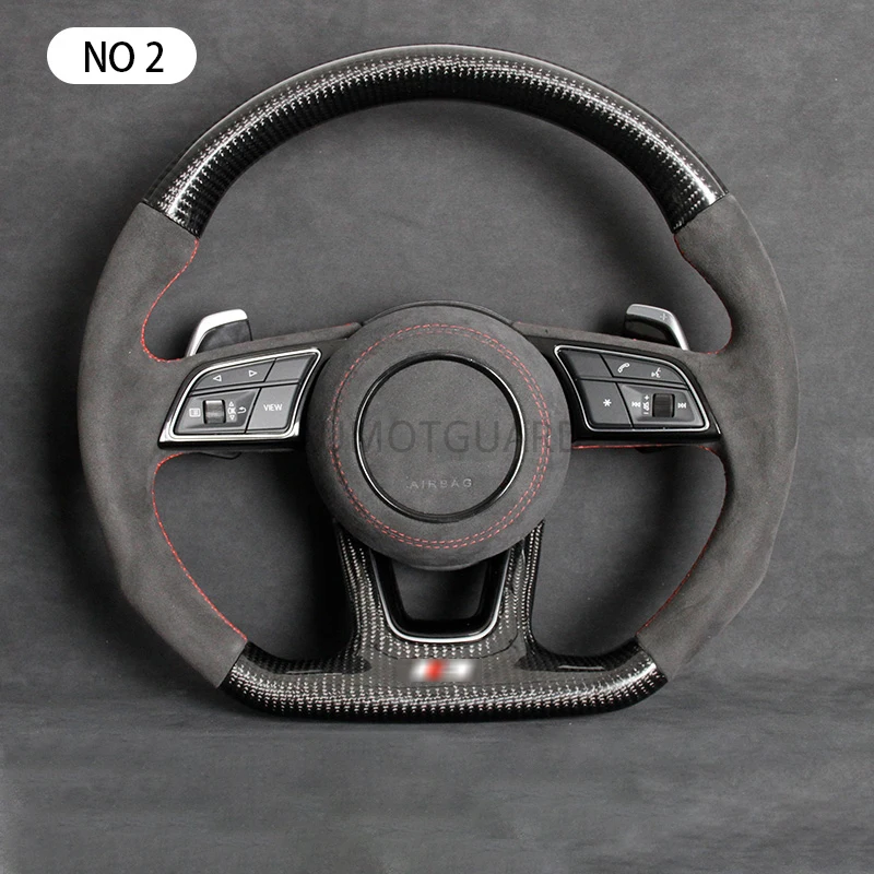 Perforated Leather Carbon Fiber Steering Wheel Fully Alcantara for Audi RS3 RS4 RS5 A3 A4 A5 S3 S4 S5 2017-2021