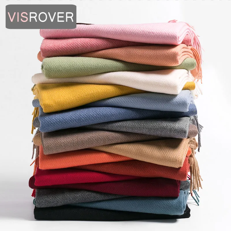 VISROVER 20 colorway Solid Winter Scarf For Women Fashion Female Shawl Cashmere Handfeeling Winter Wrap Warm Autumn Hijab Gift