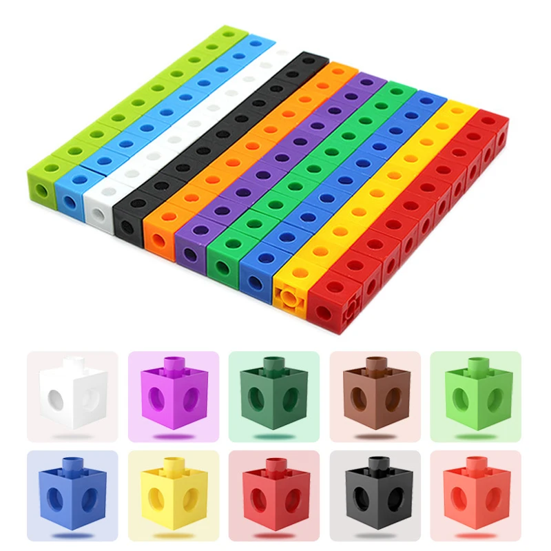 Kit mathématiques pour enfants de 100 cubes de liaison avec cartes d'activités | Développe les Kit mathématiques pour enfants de 100 cubes de liaison avec cartes d'activités | Développe les