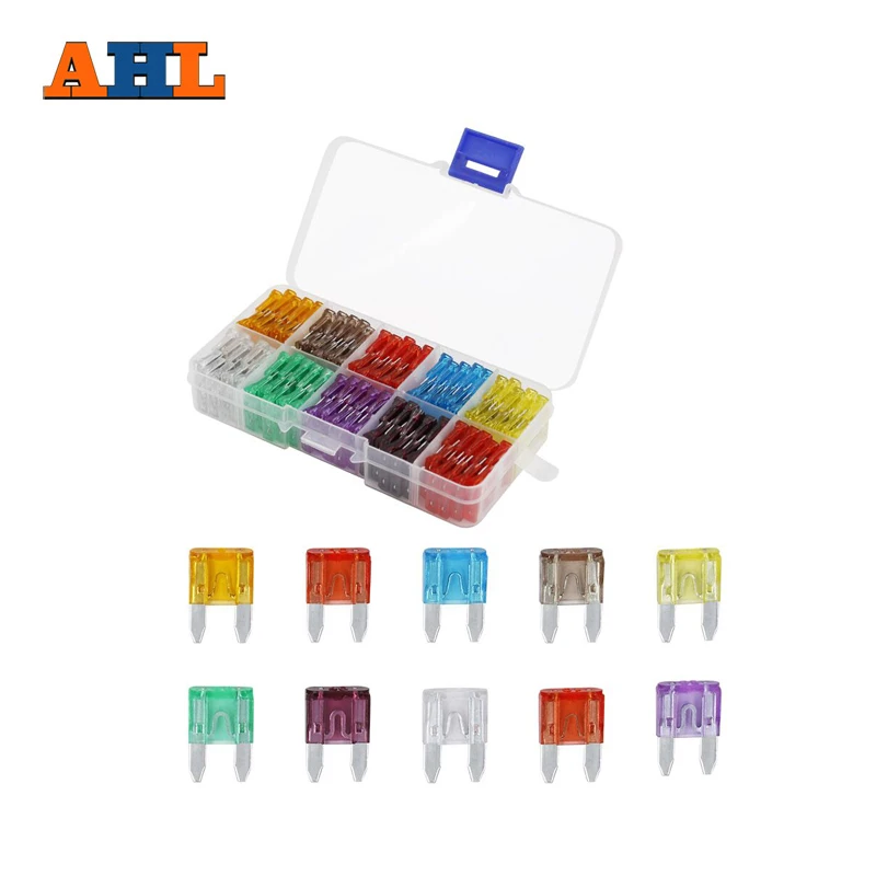 AHL 100pcs/lot Automotive Car Motorcycle Blade Fuse Kit Assortment fuses 5A 7.5A 10A 15A 20A 25A 30A 35A 40A 50A