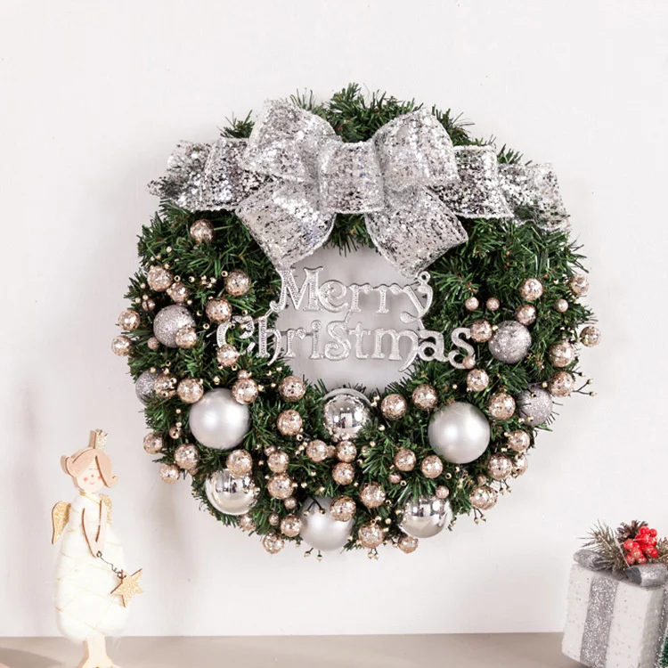 30cm/40cm Merry Christmas Wreath Gold Hanging Front Door Wall Xmas Garland Home Ornament Naviidad  Decorations Tree Wreath