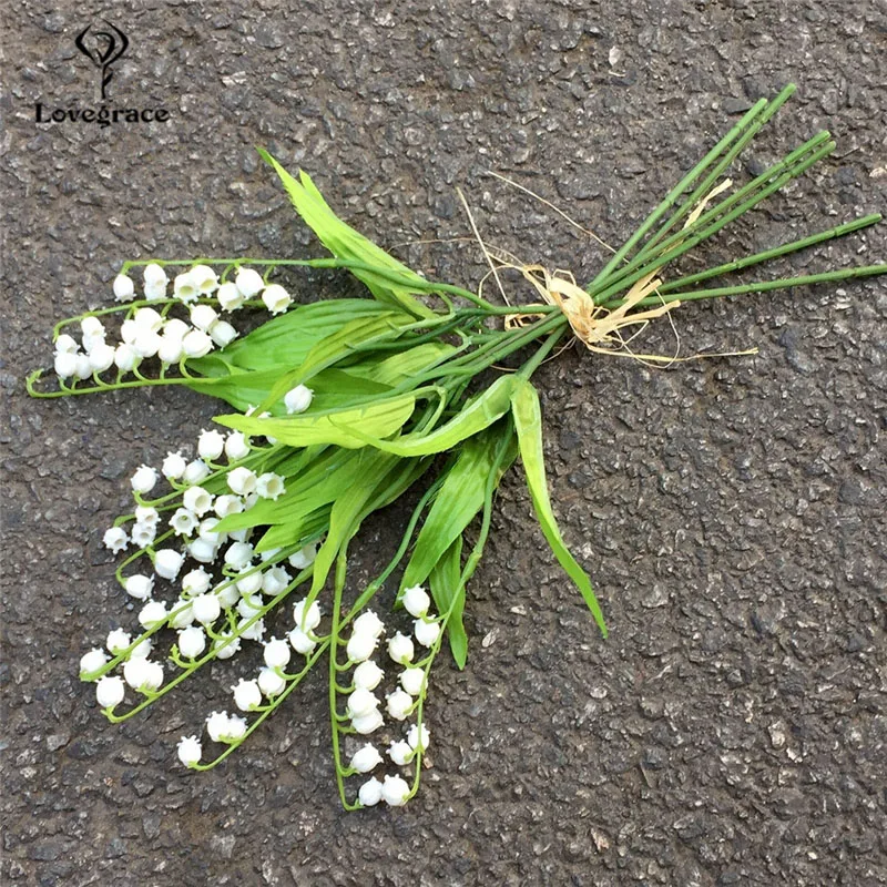 Lovegrace Convallaria Boeket Bruidsmeisje bos Bloemen Drop Verzending Bridal Lelie van de Vallei Bloem DIY Thuis Bruiloft Decor