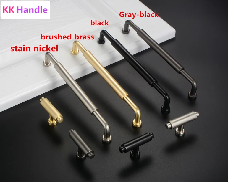 128 192mm Modern Simple Fashion Brushed Brass Kitchen Cabinet Wardrobe Door Handle Stain Nickel Black Cupboard Drawer Knob Pull