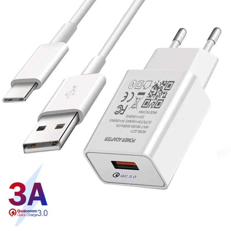 

Quick Charger 3.0 USB Charger For Samsung A32 A72 M12 F41 F62 M21S S21 S20 Ultra A21S A21 USB Type C Fast Charging Charger Cable