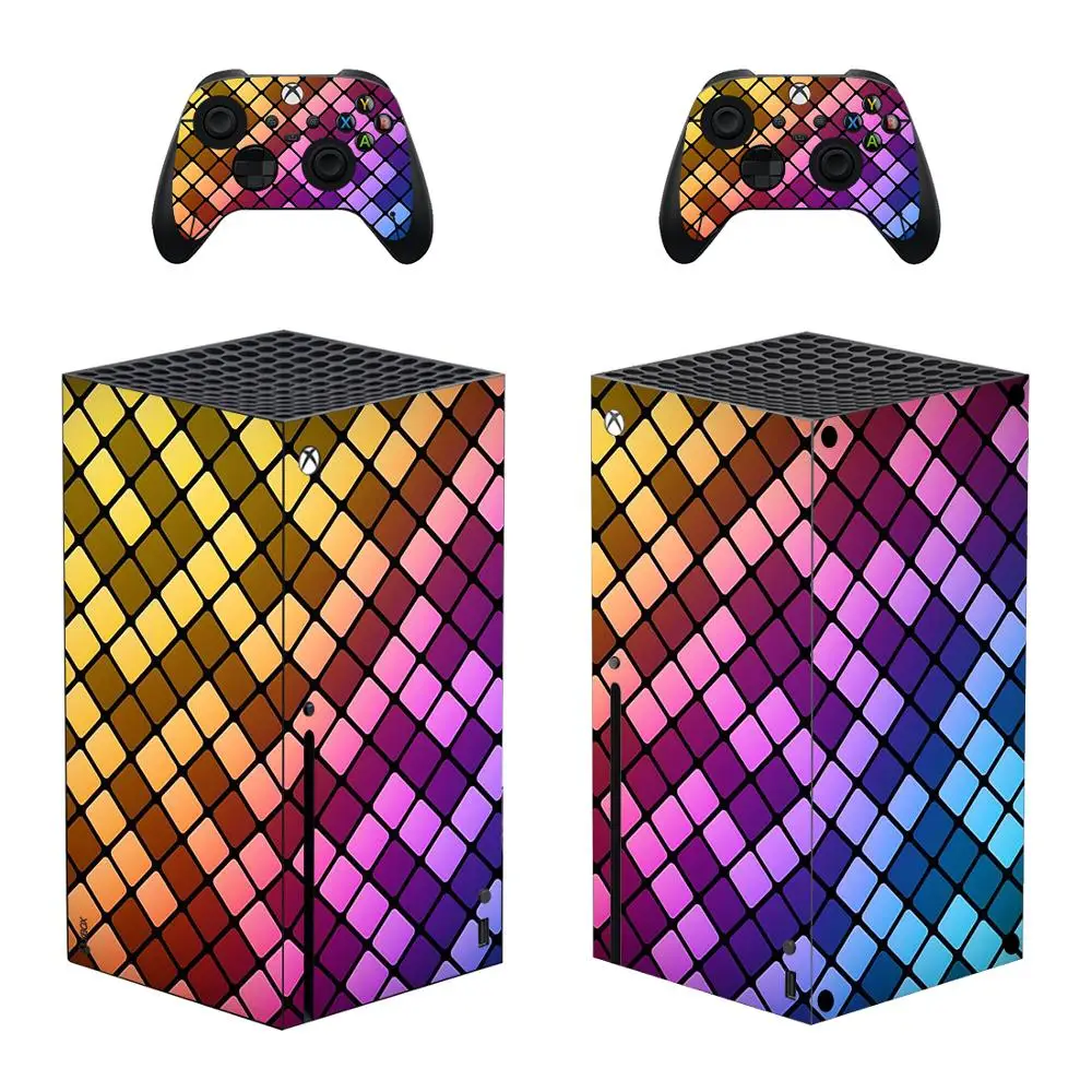 Adesivo Skin Block Style Xbox Series X per Console e 2 controller Decal Skin protettive in vinile stile 1