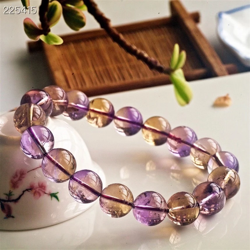 

Natural Ametrine Purple Yellow Round Beads Bracelet 11.8mm Women Men Amethyst Citrine Crystal Jewelry Genuine AAAAAA