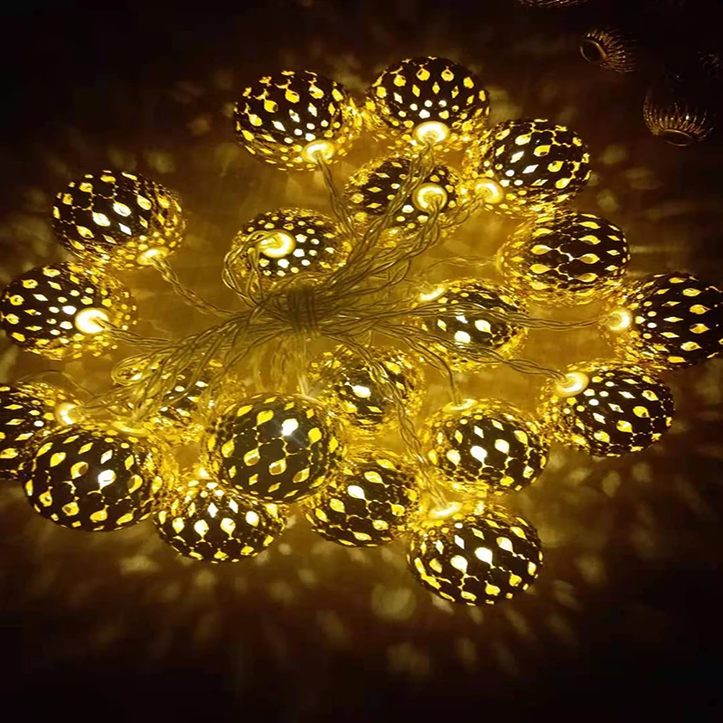 Solar lighting 5M/7M/10M Moroccan Ball Led String Fairy Lights Outdoor Solar Garland Garden Home Christmas Decoration Lantern Bu