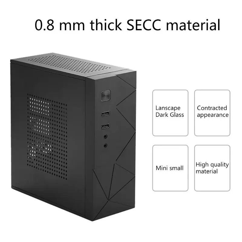 

JX01 SECC Mini ITX шасси для HTPC Usb2.0, игровой компьютерный чехол, черный корпус для настольного ПК