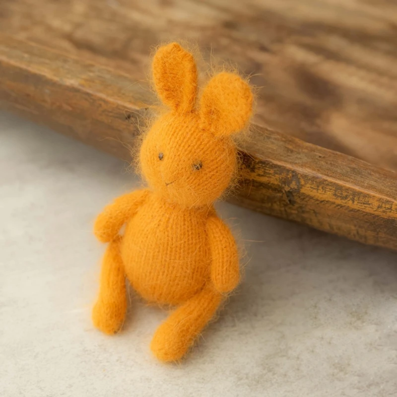 Accessoires de photographie pour nouveau-né, poupée lapin tricotée, Mohair de dessin animé, jouet, accessoire de photographie, prise de vue en Studio