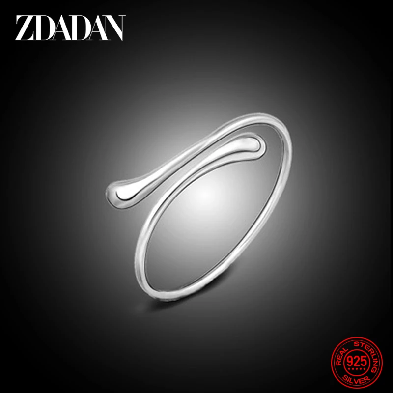 ZDADAN 925 Sterling Silver Water Drop Open Cuff Bracelet&Bangle For Women Fashion Wedding Jewelry Party Gift