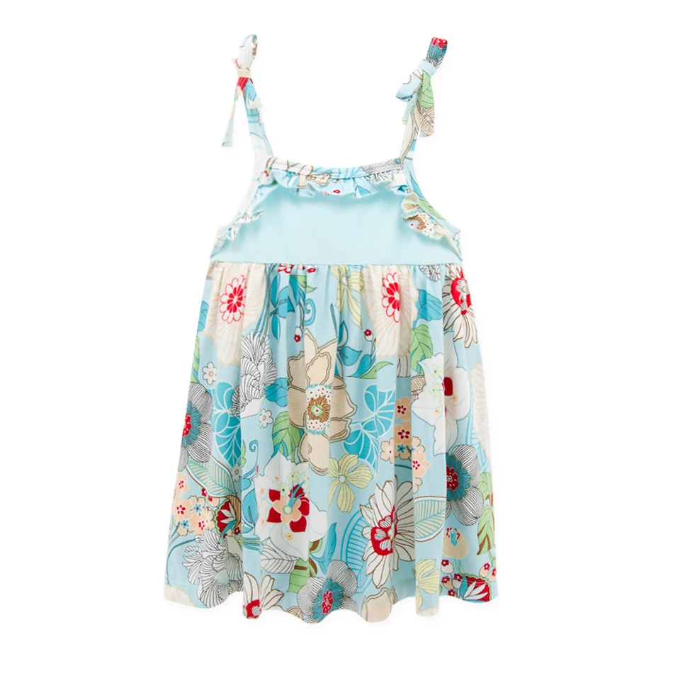 Hnoeyzone Summer Girls Clothes Sets Floral Sleeveless Cute A-Lined Printed Dresses Sportswear Kid Ruffle Outfits Vestidos