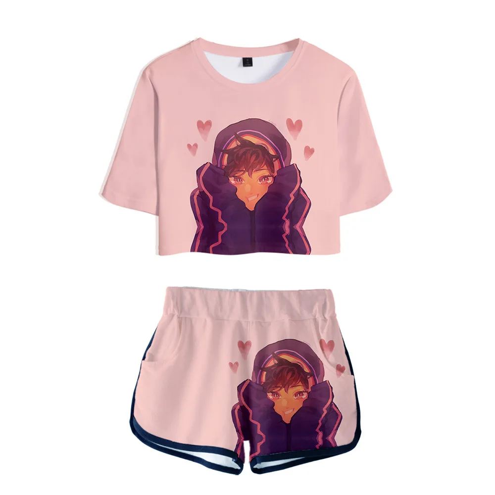 Nieuwe Quackity 2 Stuks Set Sexy Tshirt Zomer Kawaii Meisje Mode Toevallige Sets Preppy Stijl 2021 Aankomst Vrouwen Streetwear