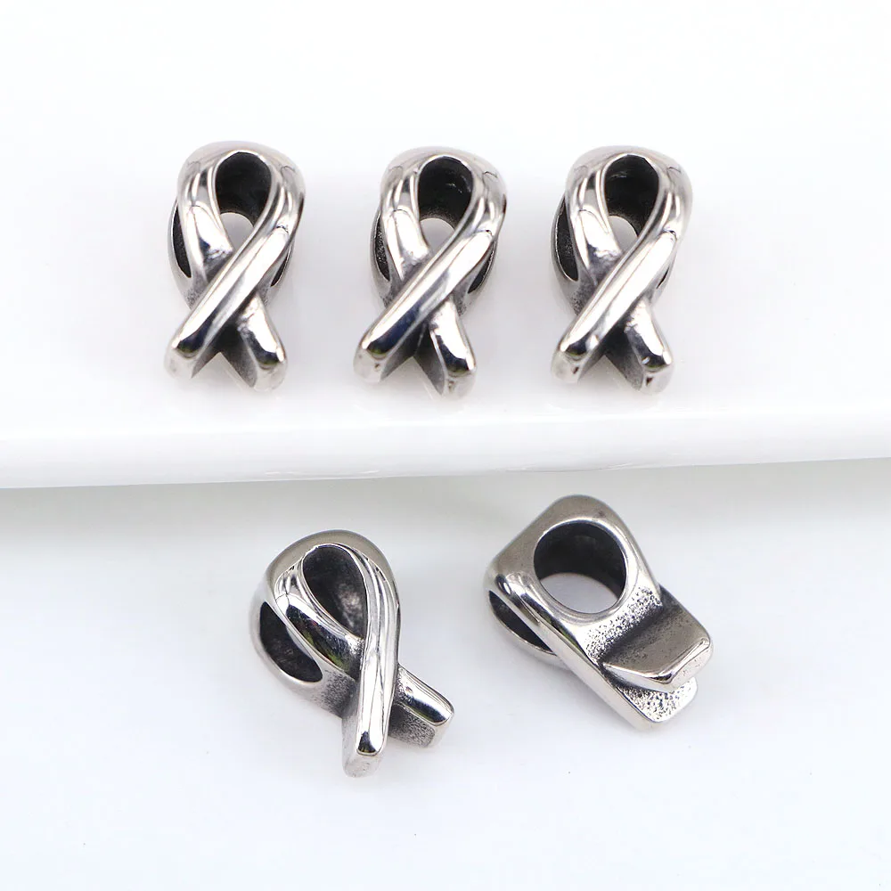 50PCS, Stainless Steel Awareness Ribbon Charms Steel Dangle Knot Ribbon Beads Pendants for Jewelry Making