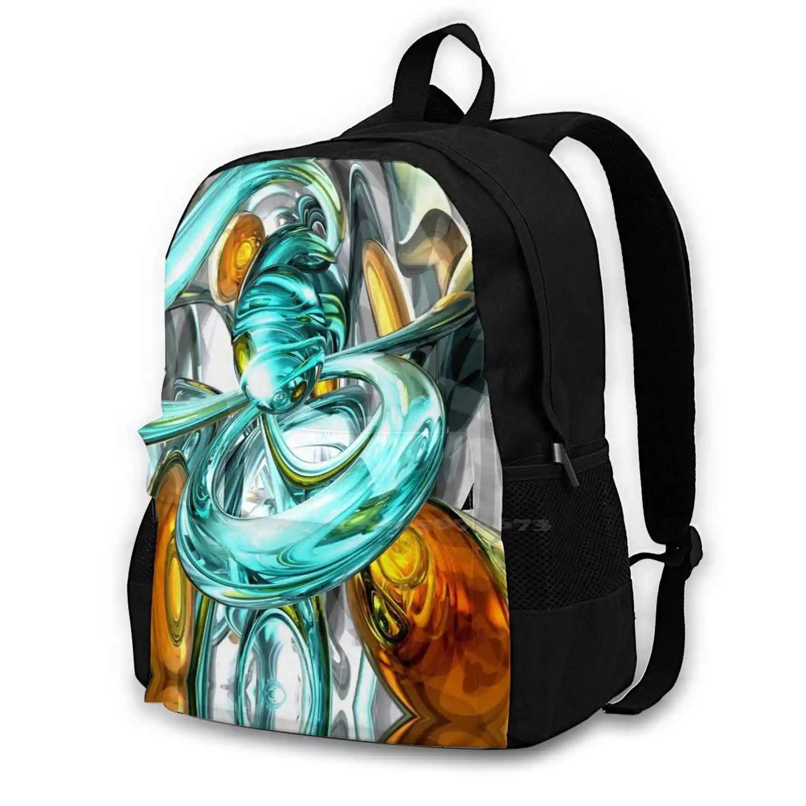 Blissfulness Abstract 3d Print Design Backpack Casual Bag Abstract Glass Happiness 3d Liquid Elation Computer Delight Ecstasy