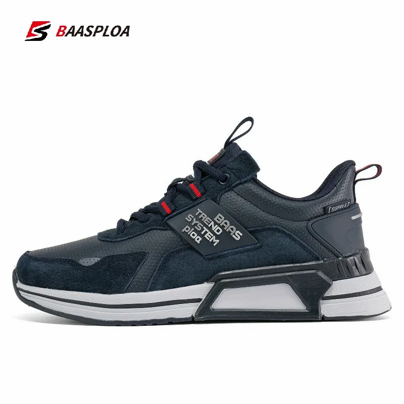 Baasploa Men Walking Shoe Waterproof Casual Leather Shoe Non-slip Outdoor Sneakers Male Wear-resistant Running Shoes 2023