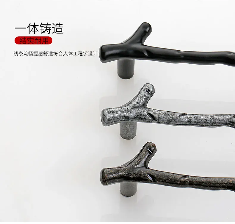 YUTOKO Knöpfe Tür Zieht Hardware Mode Baum Zweig Möbel Griff 96mm 128mm Schwarz Silber Bronze Küche Schrank Griffe – Detail 13