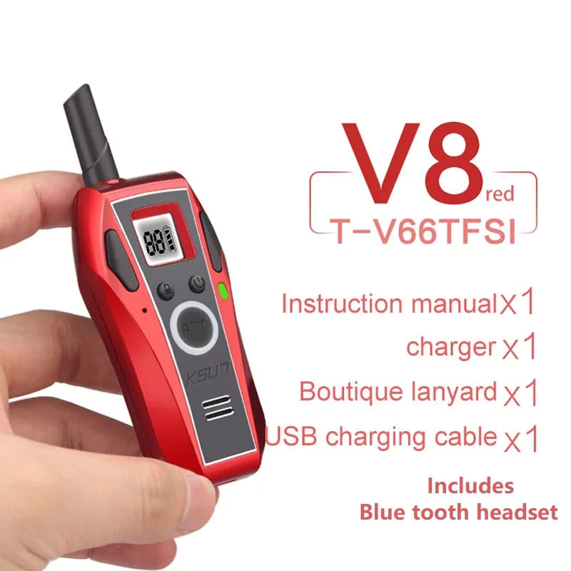 Handheld Portable Mini Bluetooth-Compatible Walkie Talkie VOX Handy Two Way Radio Life Radio Wireless Set  Intercom KSUN V8