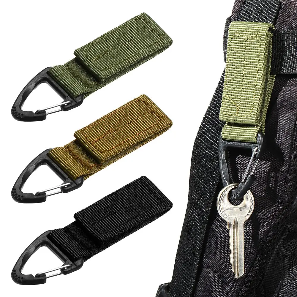 Men  Gear Hanging Key Hook Clip Clamp Buckle Nylon Webbing Molle Belt Carabiner Outdoor Strap Climbing Accessories