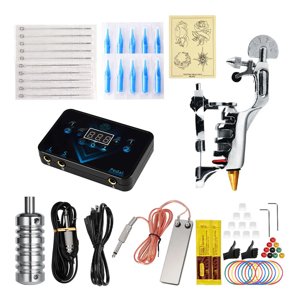 

1set Tattoo Kits Maquina De Tatuar Rotativa Kit Tatuagem Completo Tatuador Profesional Tatouage Debutant Kit Tatuaje Rotativa