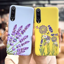 For Xiaomi Mi 9 SE Case New Liquid Silicone Matte Soft Lavender Flowers Protection Cover For Xiaomi Mi 9 Lite Mi9 SE Phone Cases
