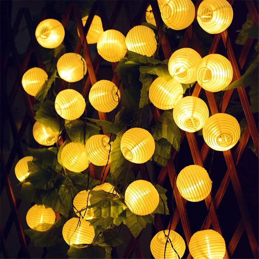 

Thrisdar 10/20/30 LED Solar Lantern String Light Outdoor Christmas Garden Backyard Balcony Lantern Ball Solar Garland Light