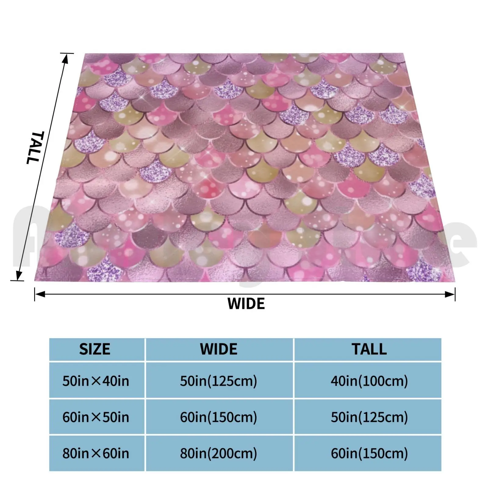 Colorful Mermaid Bokeh Scale Fishscales Blanket Fashion Custom Mermaid Fairy Tale Scale Scales Whale Tail Animal Arctic Sea