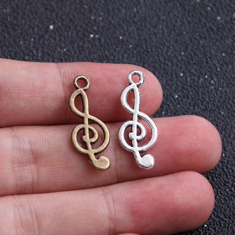 20pcs/lot 10*25mm Antique   Wholesale  Alloy Music Note Charms Jewelry Charms Findings