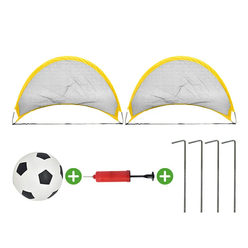 NEW 2Pcs Soccer Football Goal Net Kit Set Foldable Training Goal Net Tent Kids Indoor Outdoor Play Toys