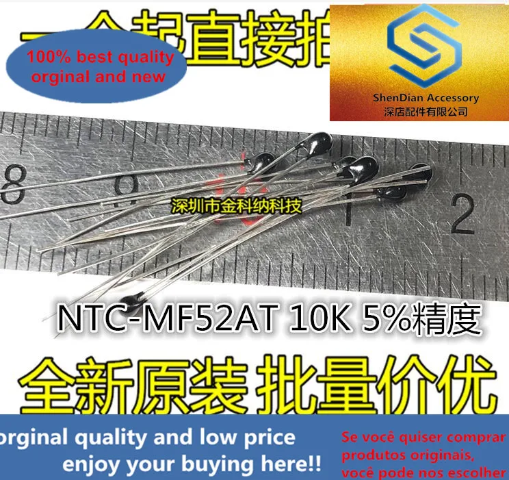 

10pcs only orginal new thermistor MF52-10KJ NTC-MF52AT 10K 5% B value 3950 1% small blackhead 10