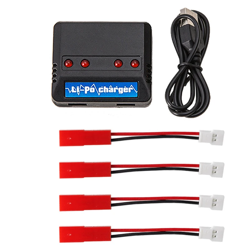 4 in 1 USB 4.2V 5V RC Helicopter Lithium Lipo Li-ion Battery Charger for 3.7V RC Lipo battery with USB cable