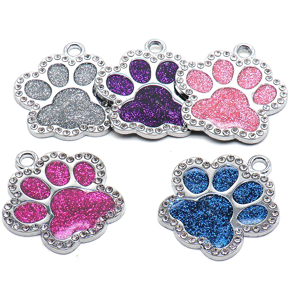 Wholesale 20Pcs Custom Dog ID Tag Personalized Engraved Pet Puppy Cat ID Collar Tags Paw Pet Accessories For Dogs Cat Petshop