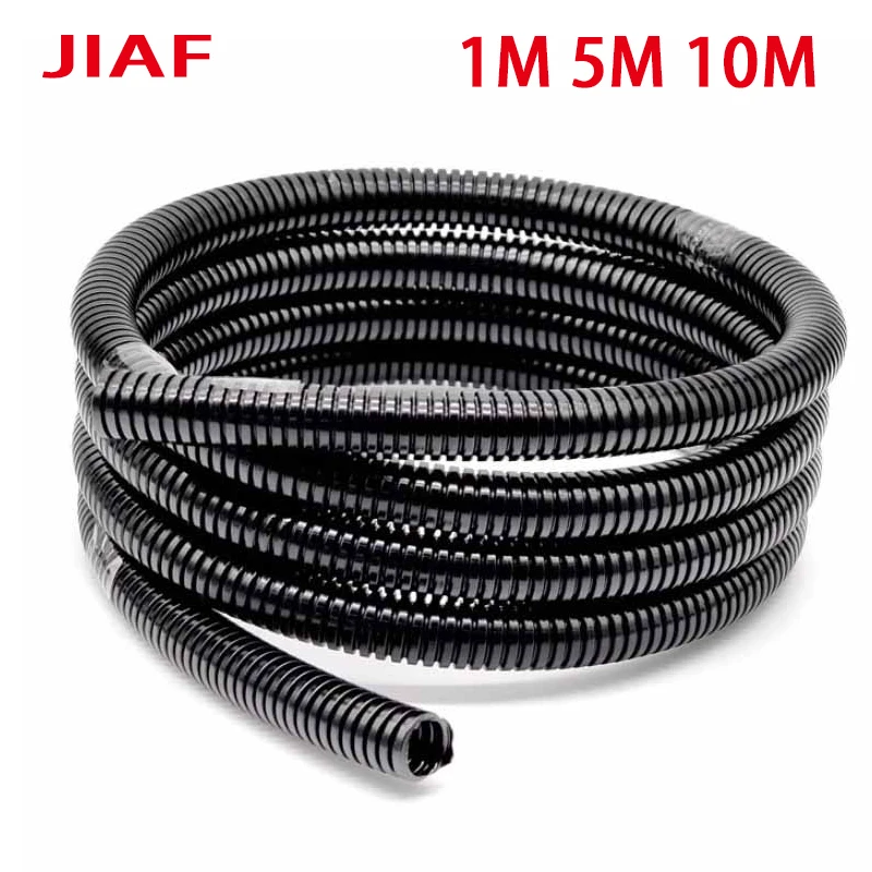 1/5/10M Plastic Corrugated Conduit 7-54.5mm Flame Retardant PE Hose Cable Wire Protection Black Sleeve Pipe Wire Harness Tubre