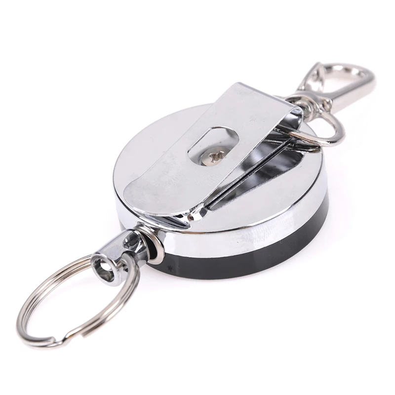 Stainless Steel Wire Rope Elastic Keychain Recoil Sporty Retractable Alarm Key Ring Anti Lost Yoyo Ski Pass ID Card