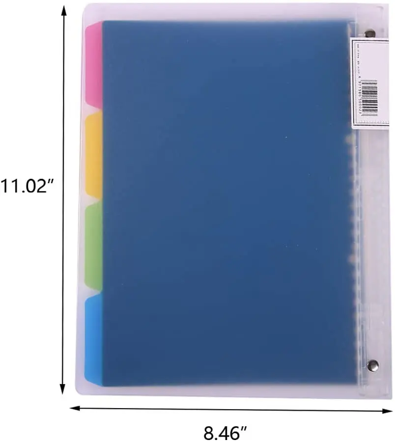 B5 Binder Portfolio Notebook with 26 Rings/Holes, 5 Subject Spiral Paper notecook 4 Colored PP dividers with tabs for Labels