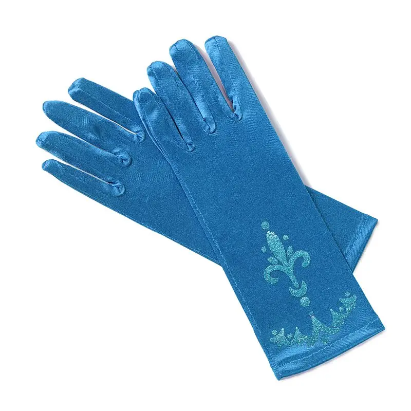 Frozen Gloves Braid Elsa Wig Snowflake Printed Satin Kids Princess Gloves for Cospaly Anna Dresses Aurora Cinderella