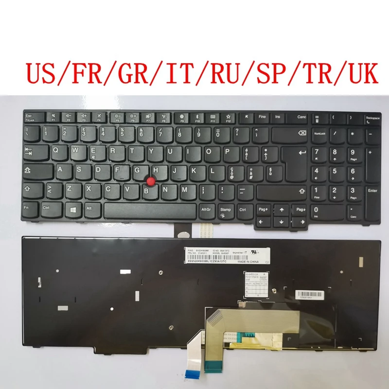 

US/FR/GR/IT/RU/SP/TR/UK NEW Laptop Keyboard for Lenovo Thinkpad E570 E575 E570C