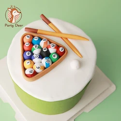 Billiards Cake Topper for boy Custom Cake Soft Potter Snook Man Playing Silhouette Billiards Fans Birthday Party Cake Decoration