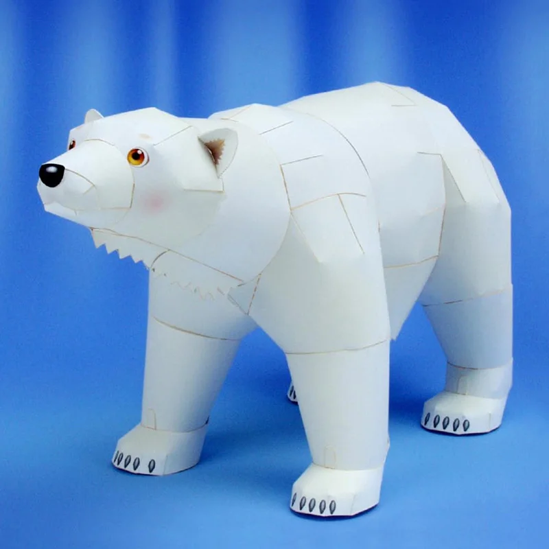 White Polar Bear Arctic Handmade Origami Art Folding Mini Cute 3D Paper Model Papercraft Animal DIY Kids Adult Craft Toys QD-067