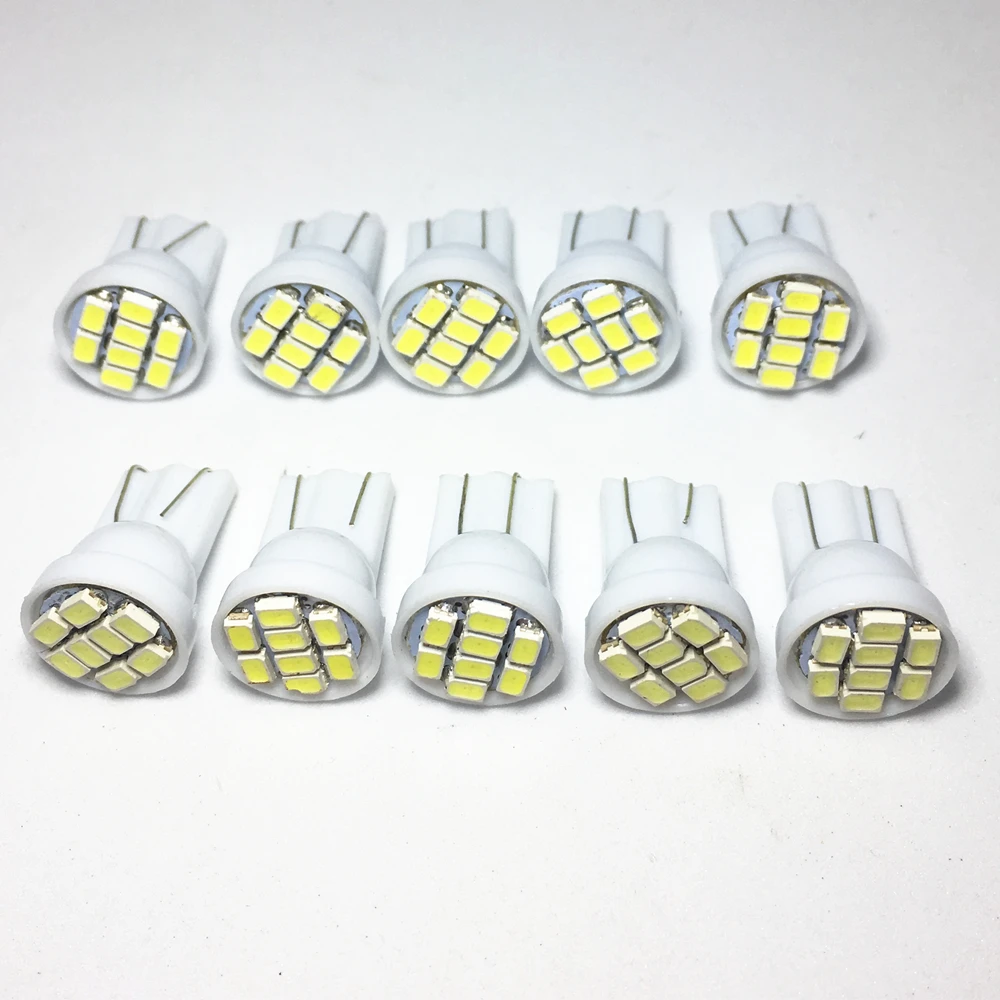 10pcs T10 LED W5W car Boot light parking light 8SMD 1210 LED W5W Motorcycle lamp 192 168 Wedge Indicator Lamps Door light DC 12V