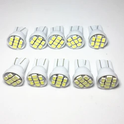 10pcs t10 led w5w luz de inicialização do carro luz de estacionamento 8smd 1210 led w5w lâmpada da motocicleta 192 168 lâmpadas indicadoras de cunha luz da porta dc 12v