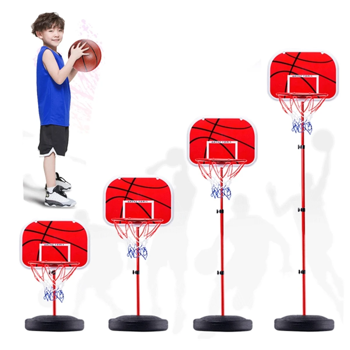 

1.5m Boys Children's Basketball Stand Portable Basket Rack Indoor Outdoor Plastic Shooting Rack Adjustable Kids Basketball Toy