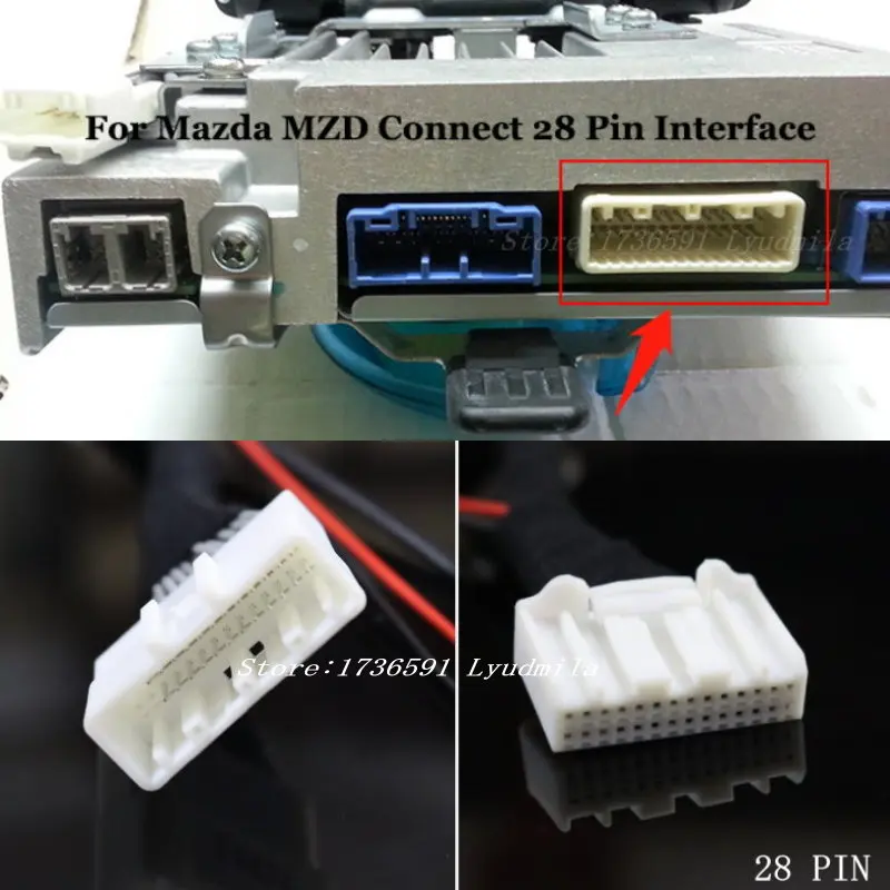 For FIAT Abarth 124 spider 348 2016 2017 2018 2019 2020 28 Pins Adapter cable Original Screen Compatible With 6V RearView Camera