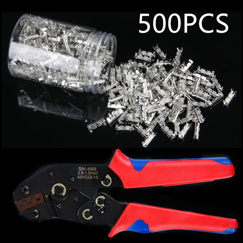 500pcs SN-48B U shaped terminal inserts connector spring plug wire crimping hand tool quick connection crimped