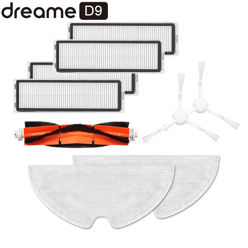 9 Pack Dreame D9 Robot Stofzuiger Onderdelen Accessoires Side Roller Hepa Filter Belangrijkste Borstel Mop Doeken Droog Nat dweilen
