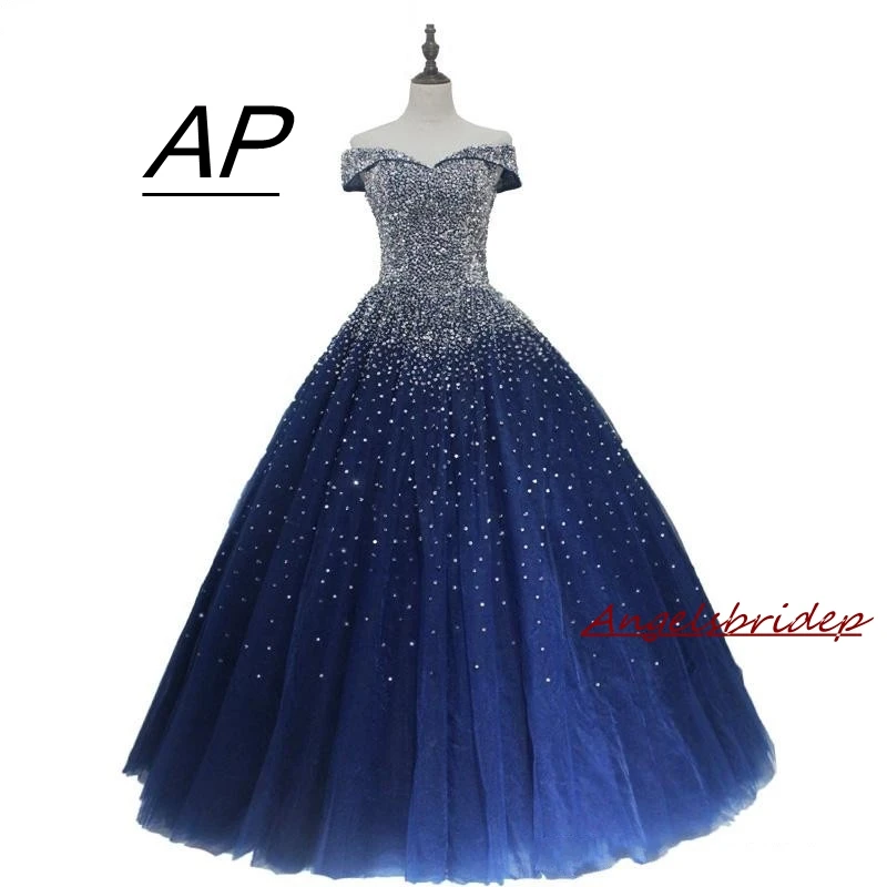 ANGELSBRIDEP Quinceanera Dresses Vestidos De 15 Años Full Crystal Beads Tulle Sweet 16 Ball Gowns Debutante Party Dress