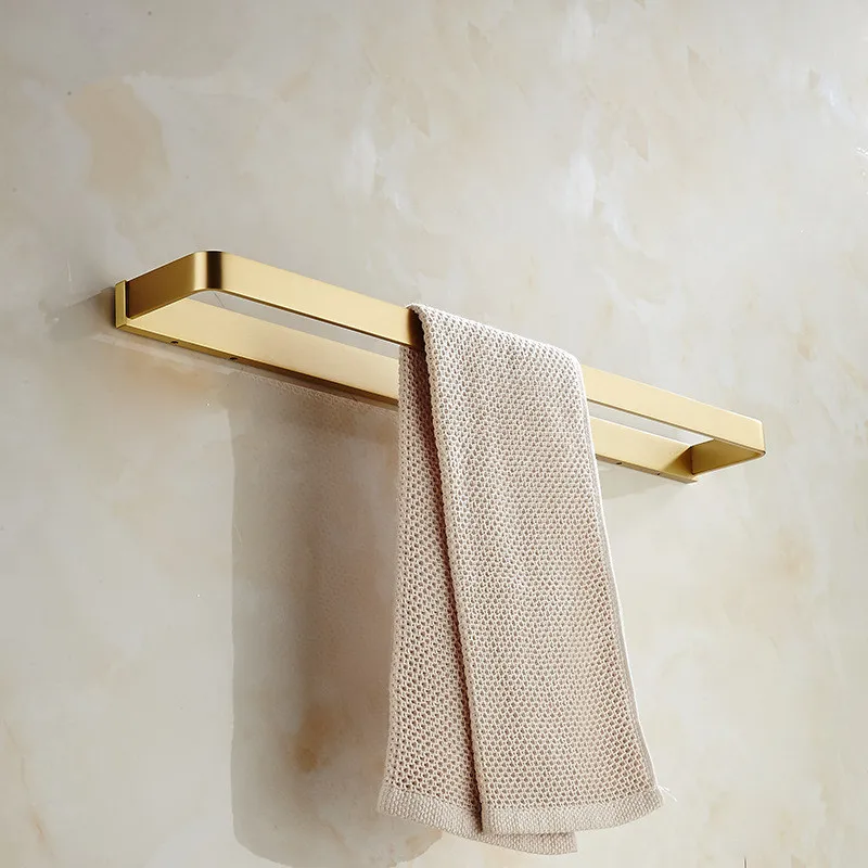 Brass Bath Towel Rack,Bathrobe Holder,Gold Single Towel Bar,Wall Mounted Shelf,Nail Punched,Bathroom Hardware Accessories,60cm